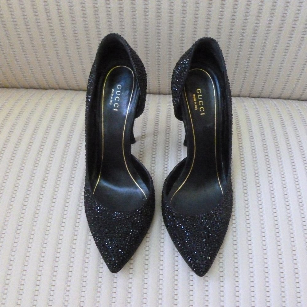 Gucci Black Crystal D'Orsay High Heel Pumps HOST PICK! - Picture 3 of 12